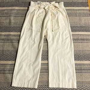 NWT Free People Womens Sky Rider Straight Leg Belted Trousers In Ecru